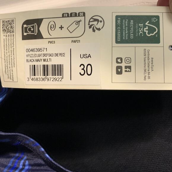 Arena Women's Drop Back One Piece Swimsuit Size 30 4 NEW Blue Training Beach - Picture 8 of 11